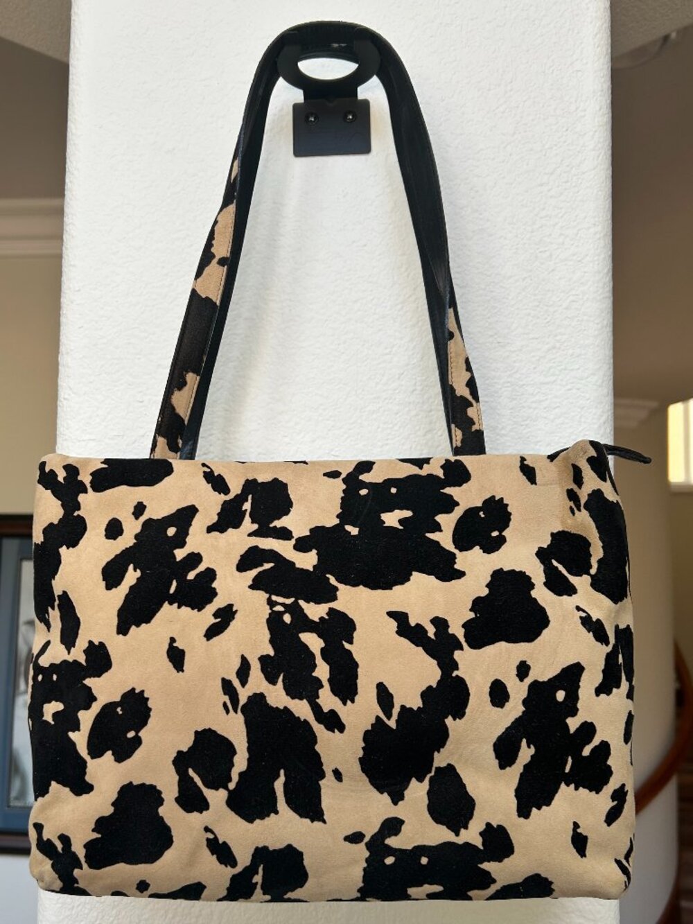 Via Spiga Suede Leather Animal Print Shoulder Bag